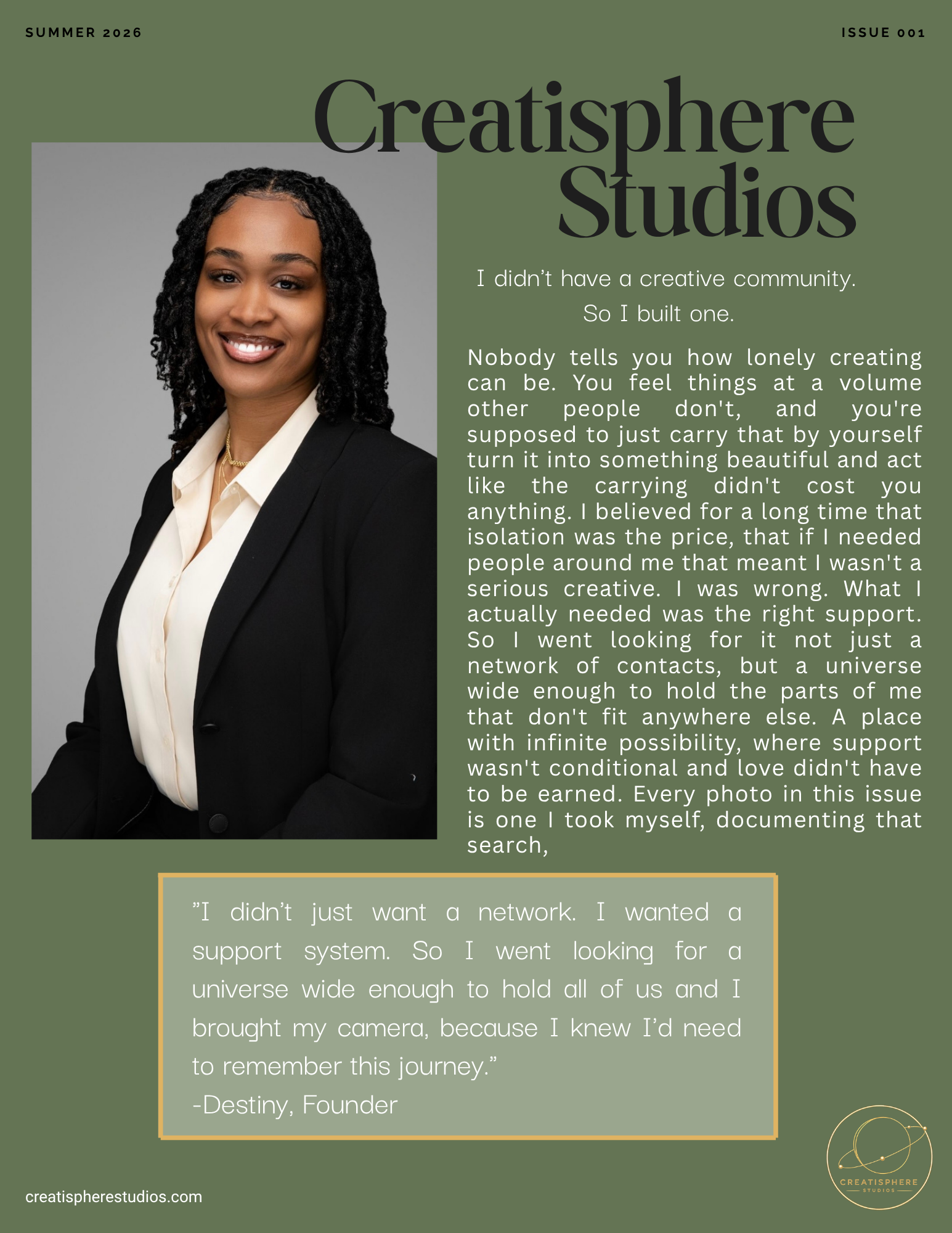 Cover of the Creatisphere Studios digital magazine, Issue 001: Finding My Universe